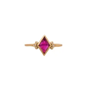 Rosecut Ruby Kite with Diamond Trios Ring