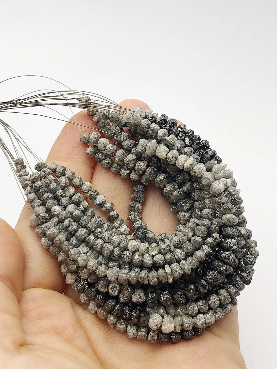 Rough Gray Diamonds, Gemstone Beads, Half Strand, 4.5"