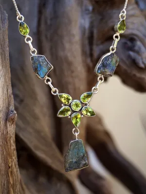 Rough Labradorite and Peridot Necklace 1