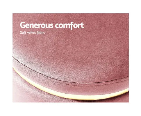 Round Velvet Foot Stool Ottoman Foot Rest Pouffe Padded Seat Pouf Bedroom Pink