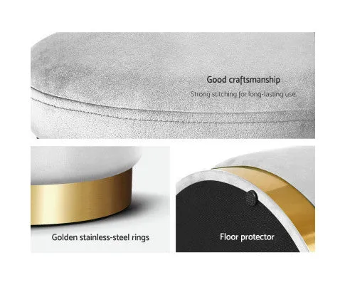 Round Velvet Ottoman Foot Stool Foot Rest Pouffe Pouf Padded Seat Living Room