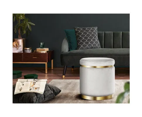 Round Velvet Ottoman Foot Stool Foot Rest Pouffe Pouf Padded Seat Living Room