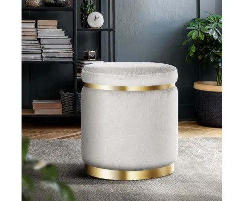 Round Velvet Ottoman Foot Stool Foot Rest Pouffe Pouf Padded Seat Living Room