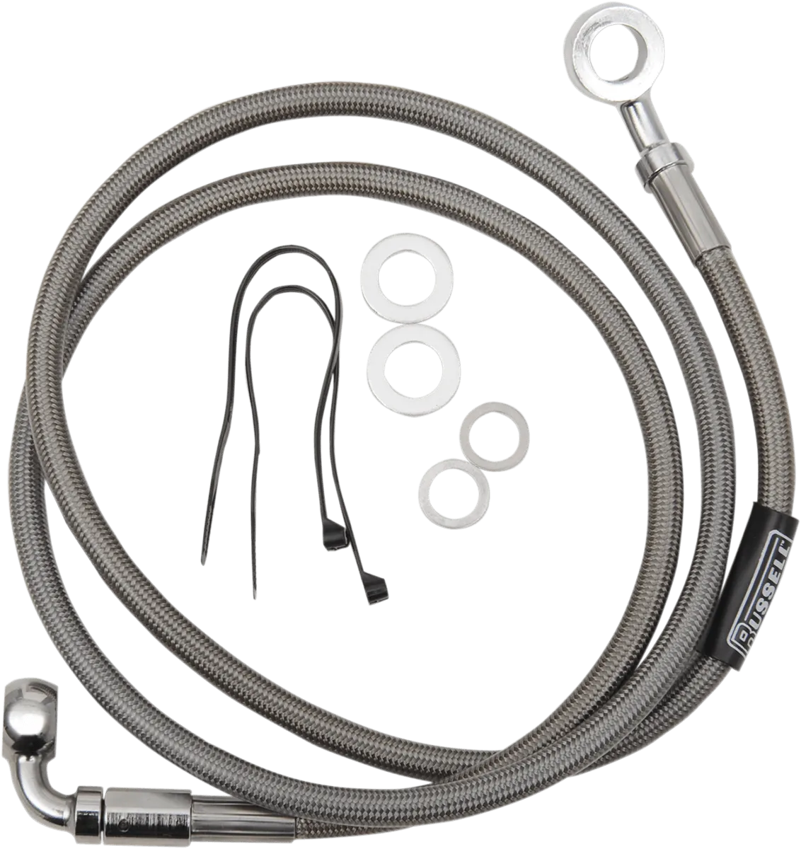 Russell R08973 Pro Swivel Universal Brake Hose - Stainless Steel - 7/16in.,Straight Upper Banjo - 44in. Length