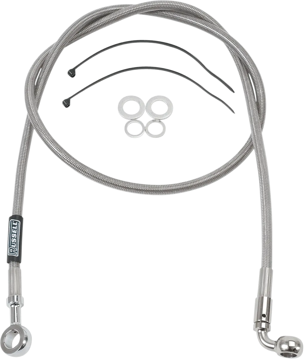 Russell R08973 Pro Swivel Universal Brake Hose - Stainless Steel - 7/16in.,Straight Upper Banjo - 44in. Length