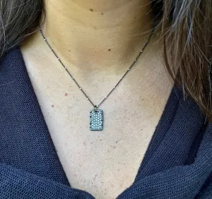 Scattered Diamond Dog Tag Necklace