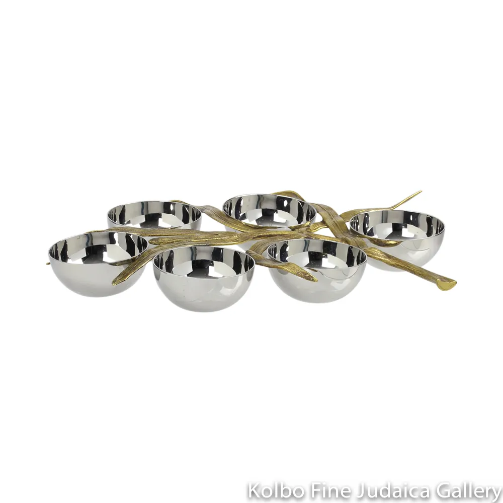 Seder Plate, Palm Branch Design, Antique Goldtone