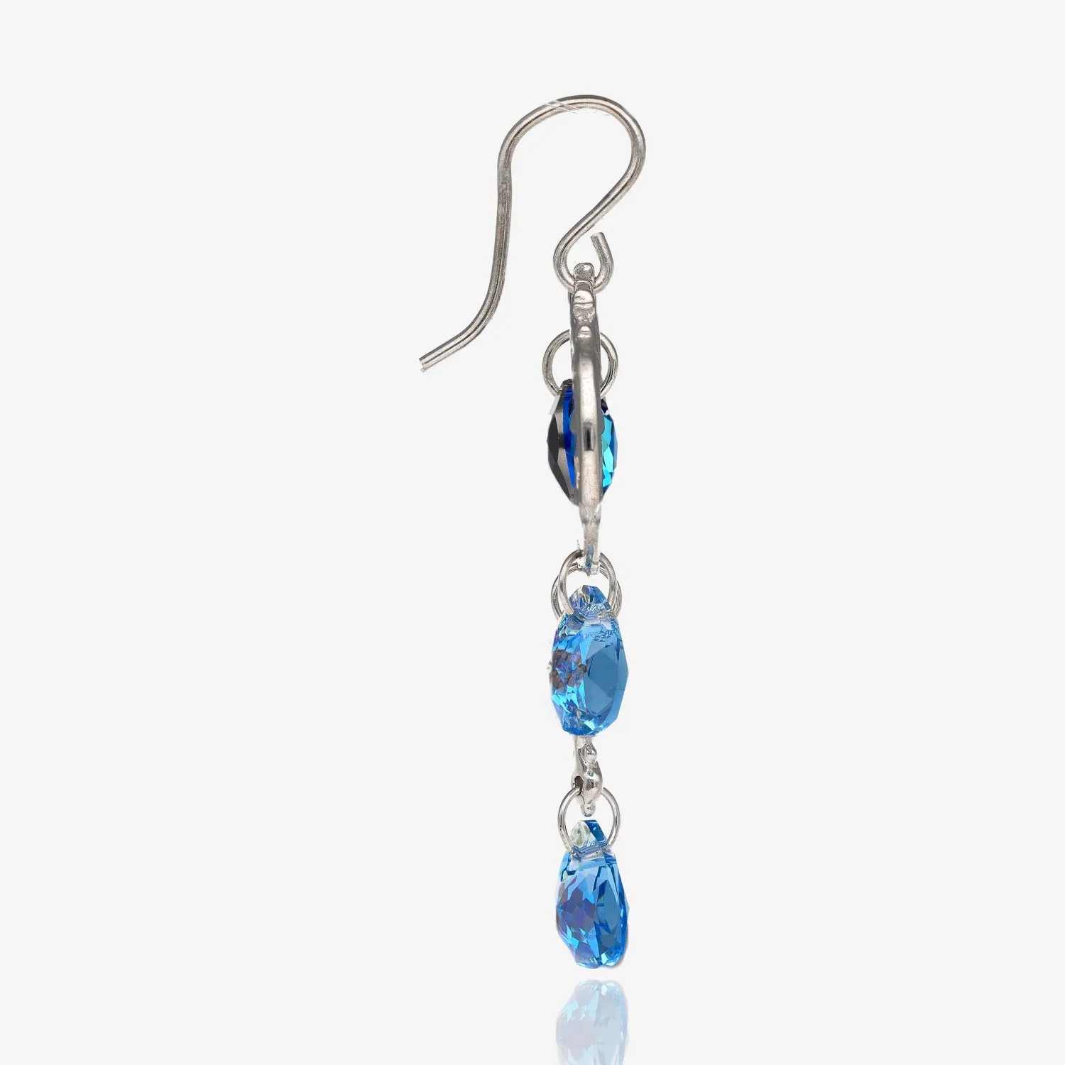 Silver Crystal Dangle Earrings, Blue Moon