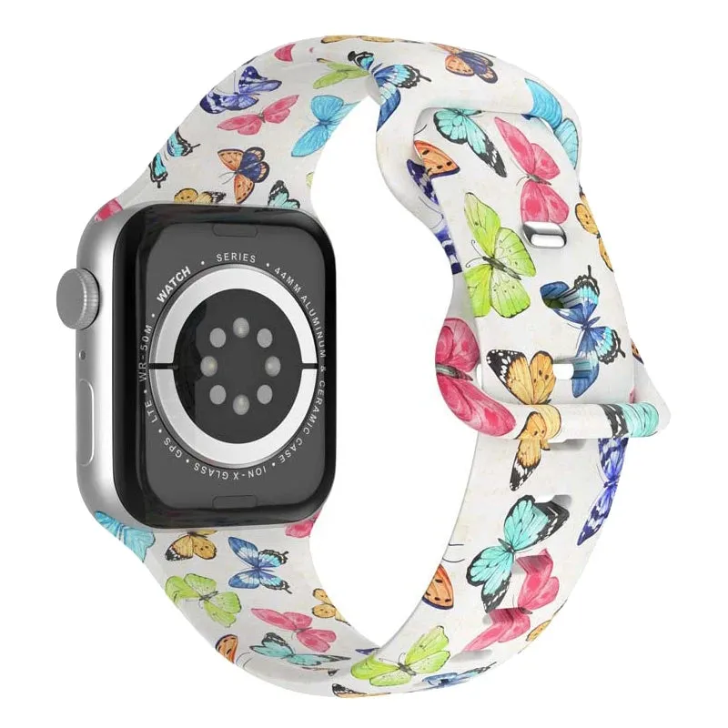Soft Silicone Printed Floral Apple Watch Band