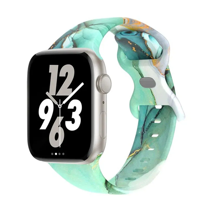 Soft Silicone Printed Floral Apple Watch Band