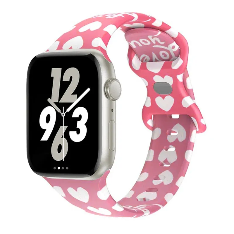 Soft Silicone Printed Floral Apple Watch Band
