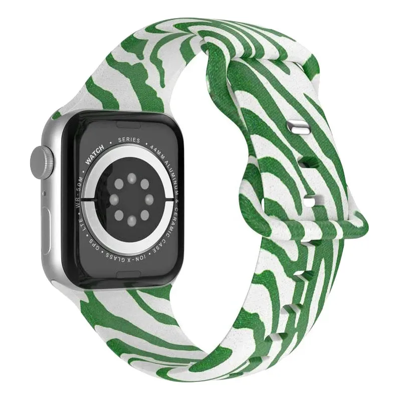 Soft Silicone Printed Floral Apple Watch Band