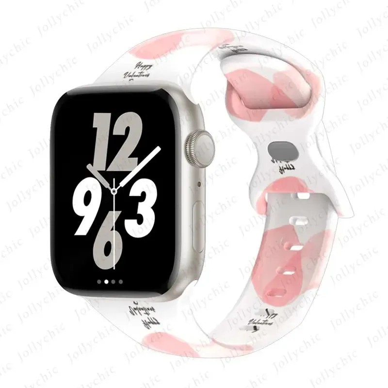 Soft Silicone Printed Floral Apple Watch Band