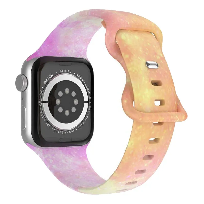 Soft Silicone Printed Floral Apple Watch Band
