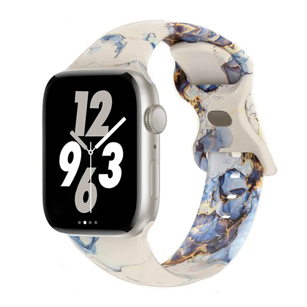 Soft Silicone Printed Floral Apple Watch Band
