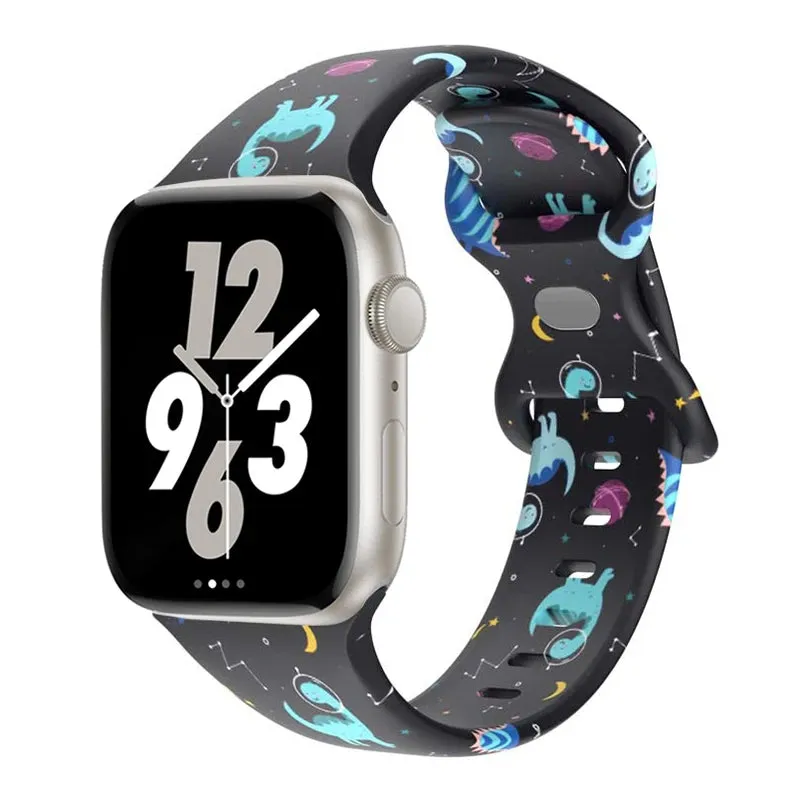 Soft Silicone Printed Floral Apple Watch Band