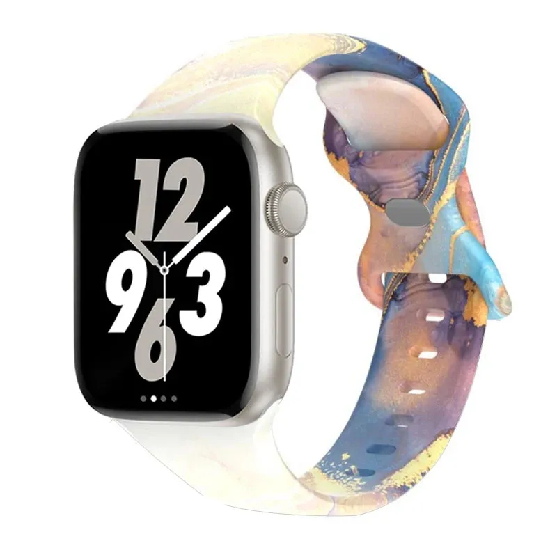 Soft Silicone Printed Floral Apple Watch Band
