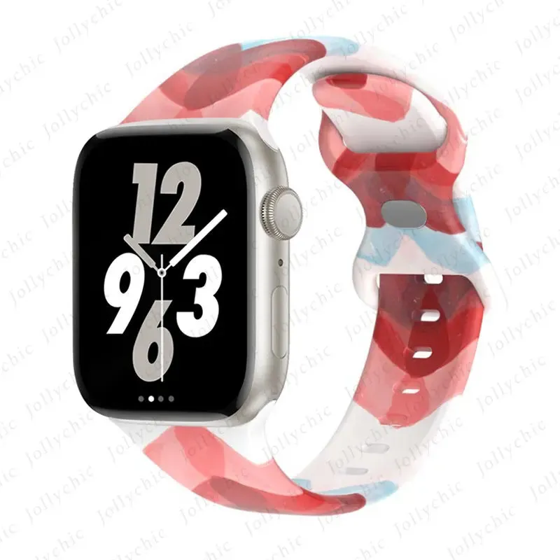 Soft Silicone Printed Floral Apple Watch Band