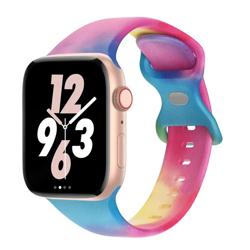 Soft Silicone Printed Floral Apple Watch Band