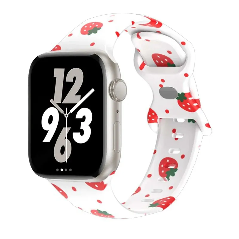 Soft Silicone Printed Floral Apple Watch Band