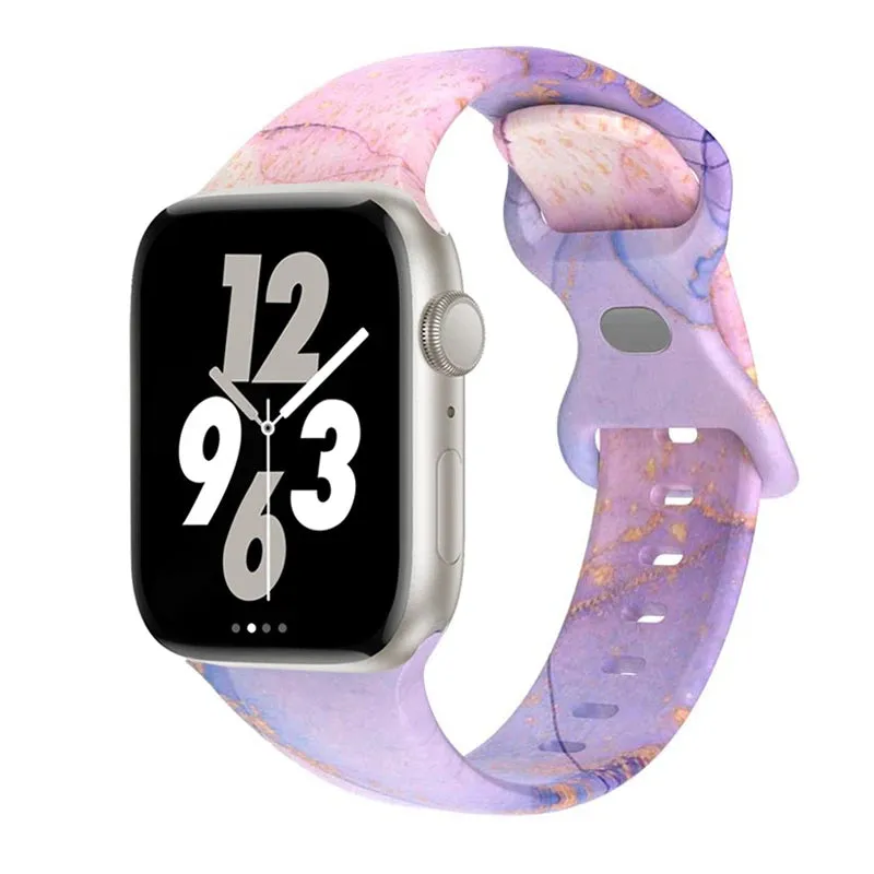Soft Silicone Printed Floral Apple Watch Band