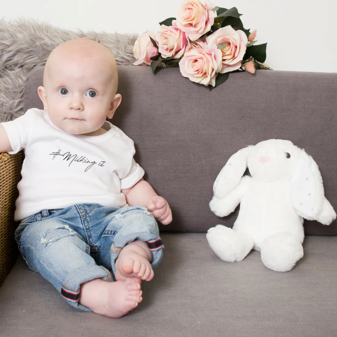 Soft Toy Bunny / Baby Teddy with Baby Safe Embroidered Eyes and Nose