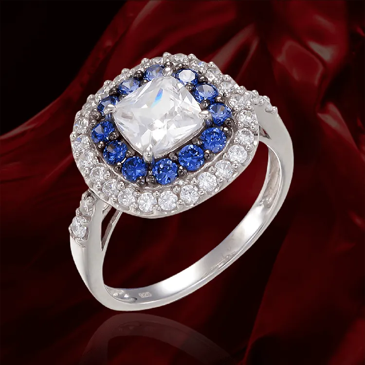 Sparkling Hypnotic White and Blue Tanzanite Ring