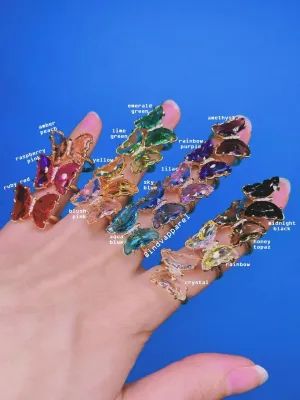 Spinning Crystal Glass Butterfly Ring