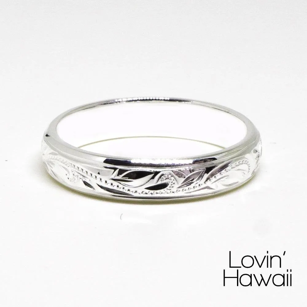 Sterling Silver Hawaiian Rings, Hand Engraved with Hawaiian Heritage Design (6MM Width, Dome Style)