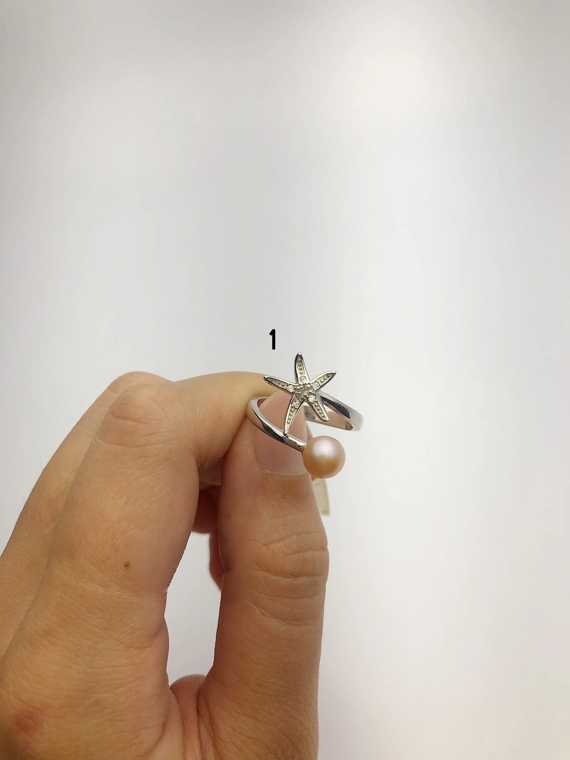 Sterling Silver Pearl Starfish rings - (867 No. 1-4)