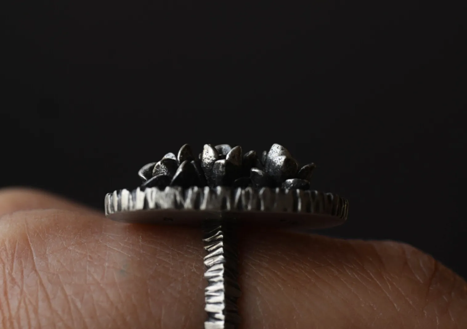 Succulent Triplet & Vesuvianite Open Shank Ring