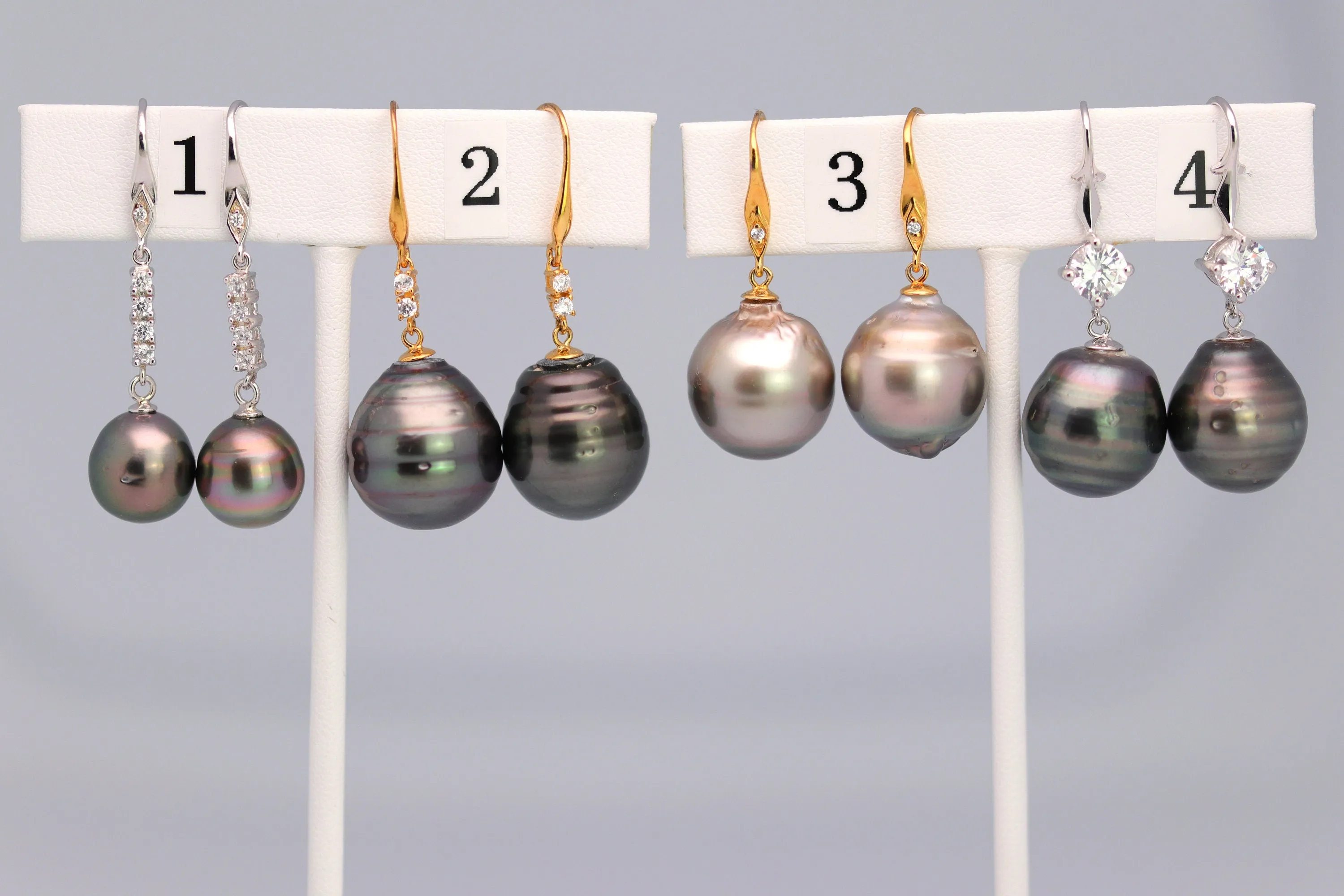 Tahitian Dangle Drop Pearl Earrings in 925 Sterling Silver (SHE001)
