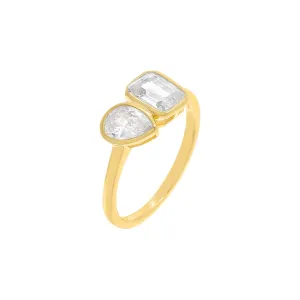 Teardrop X Emerald Bezel-Set Ring