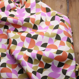 Tissu Popeline de coton - GEOMETRIC RETRO - Vert (Vendu x10cm)