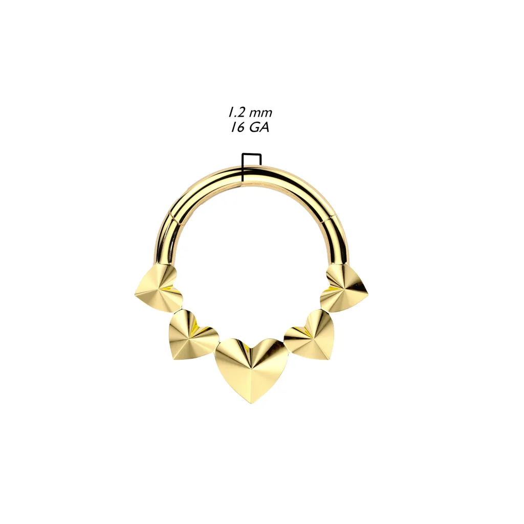 Titanium Hinged Segment Hoop Ring Hearts For Nose Septum Cartilage