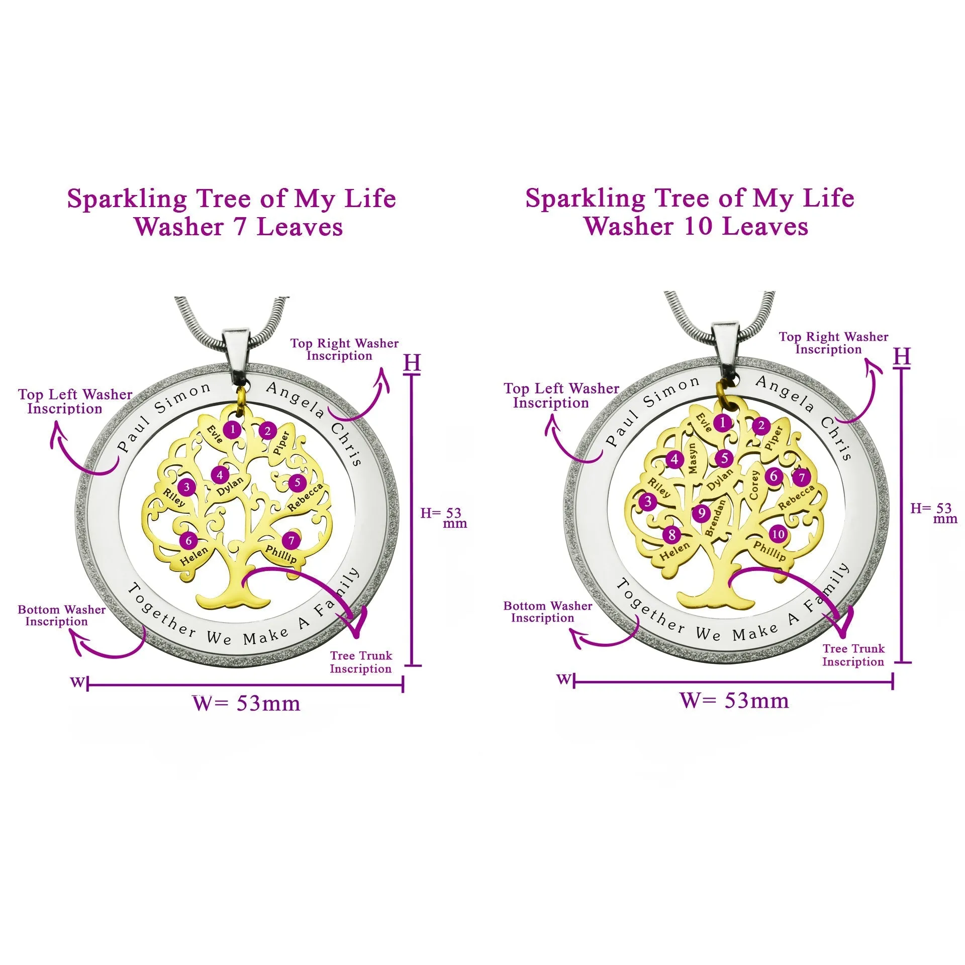 Tree of My Life Necklace with Sparkling Washer