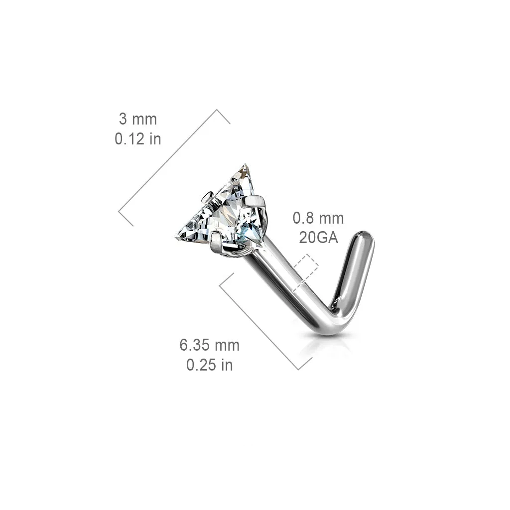Triangle CZ Titanium L Blend Nose Stud Ring