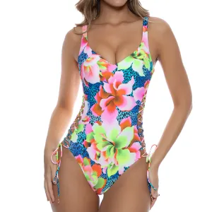 TROPICAL ILLUSIONS - Tank Interlaced Open Side One Piece