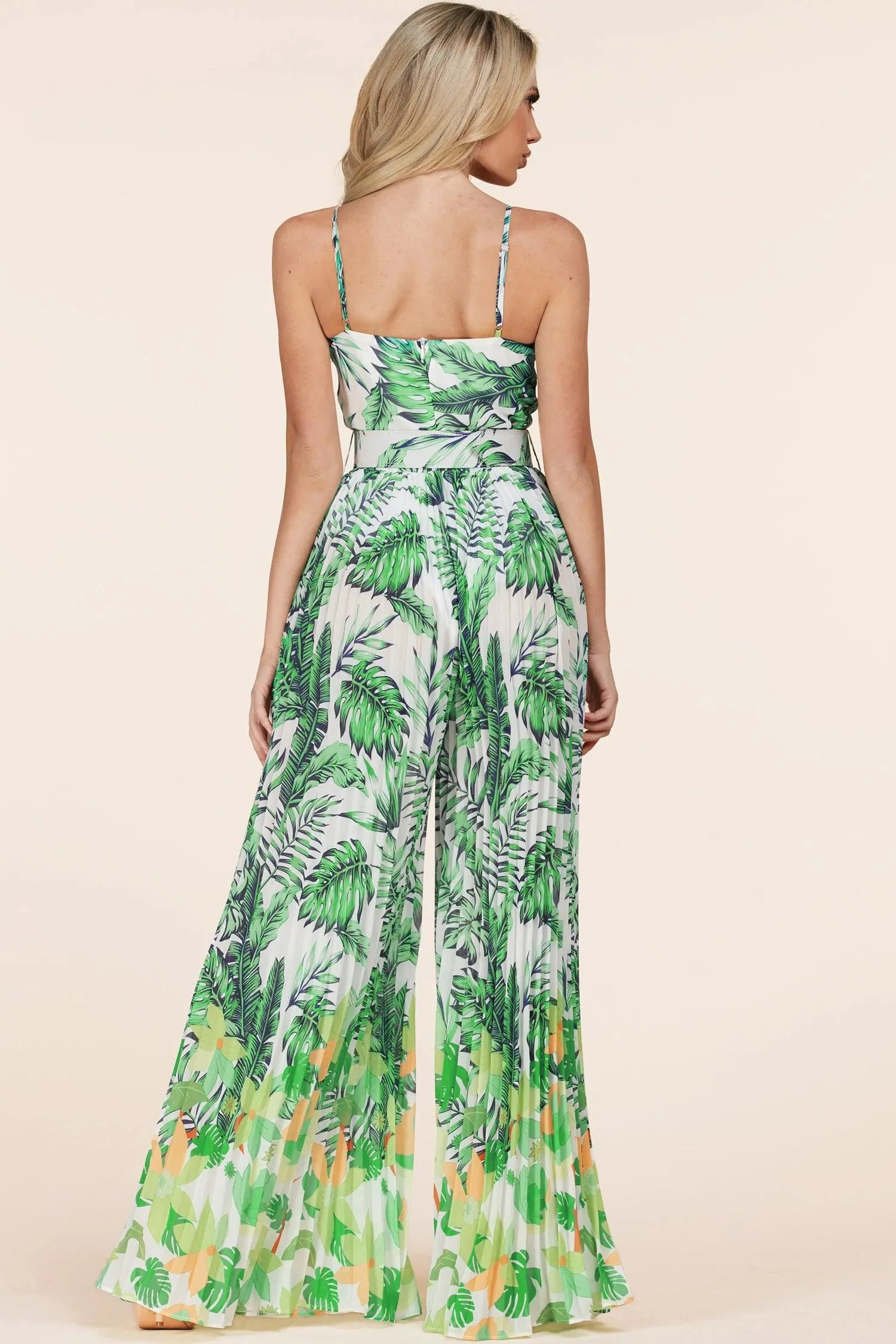 Tropical leaf print jumpsuit