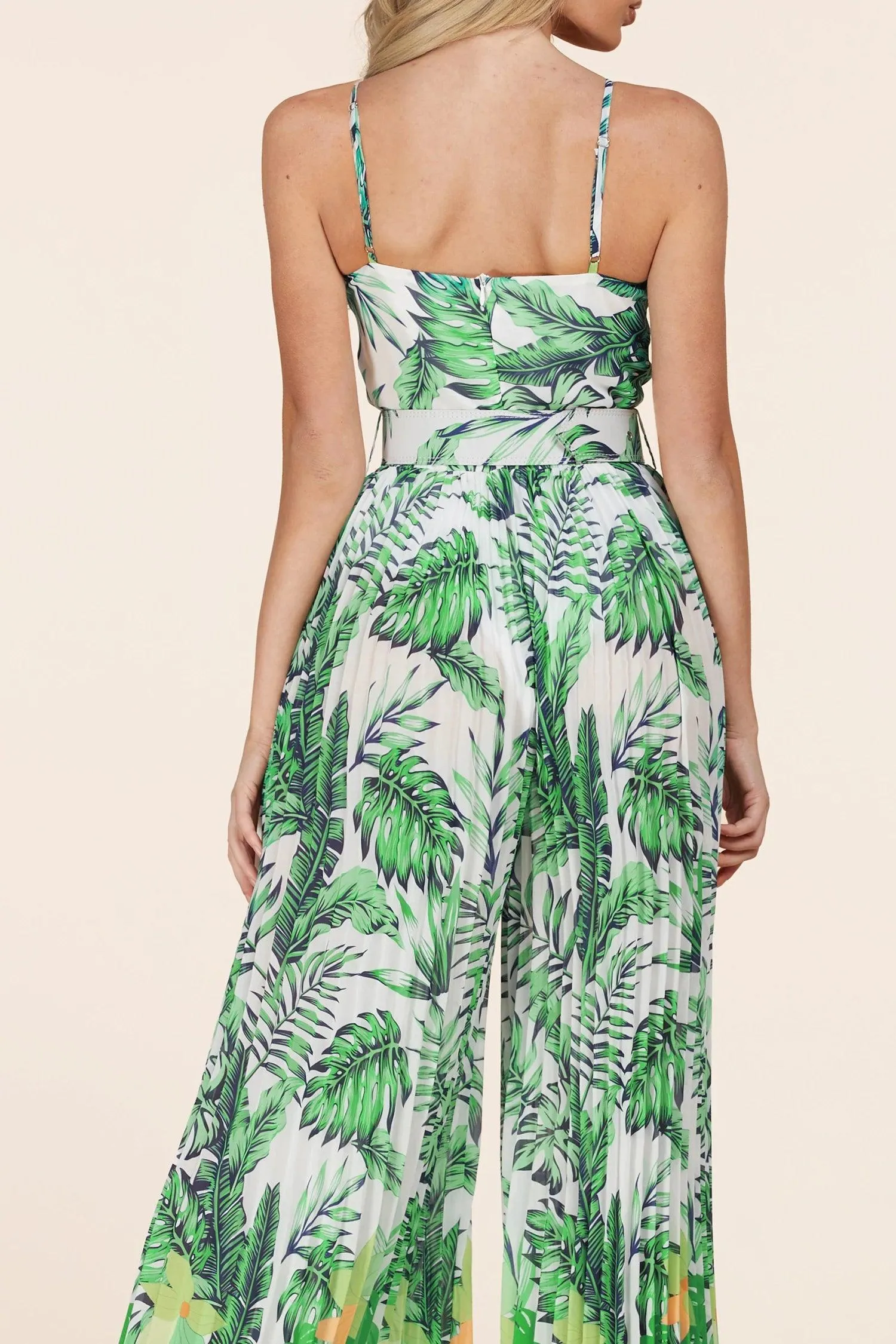 Tropical leaf print jumpsuit