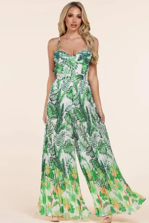 Tropical leaf print jumpsuit