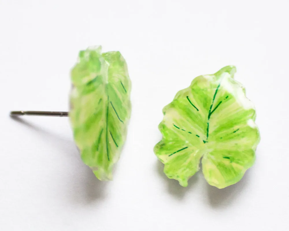 Tropical Leaf Stud Earrings