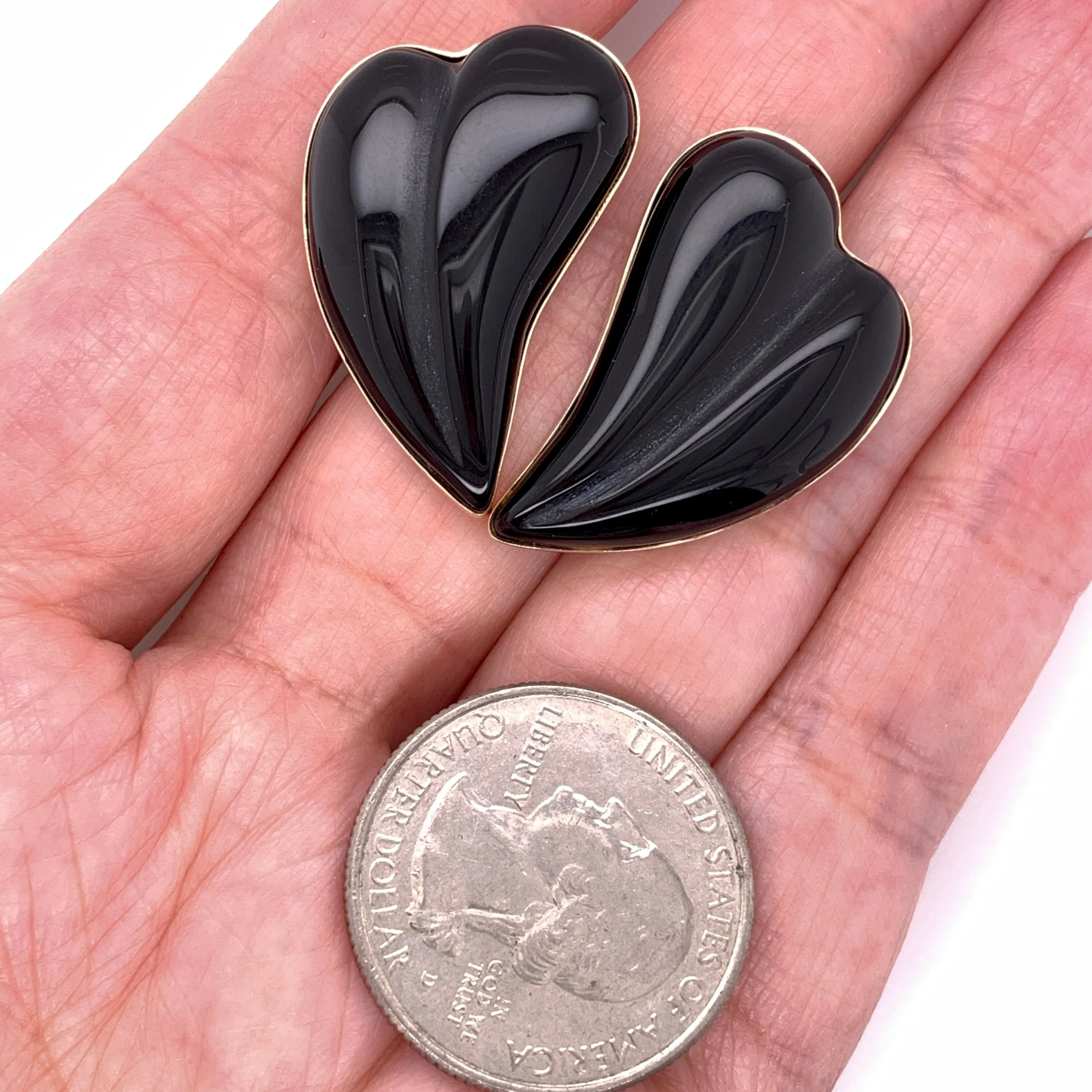 Tropical Leaves Onyx Statement Earrings 14k