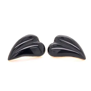 Tropical Leaves Onyx Statement Earrings 14k