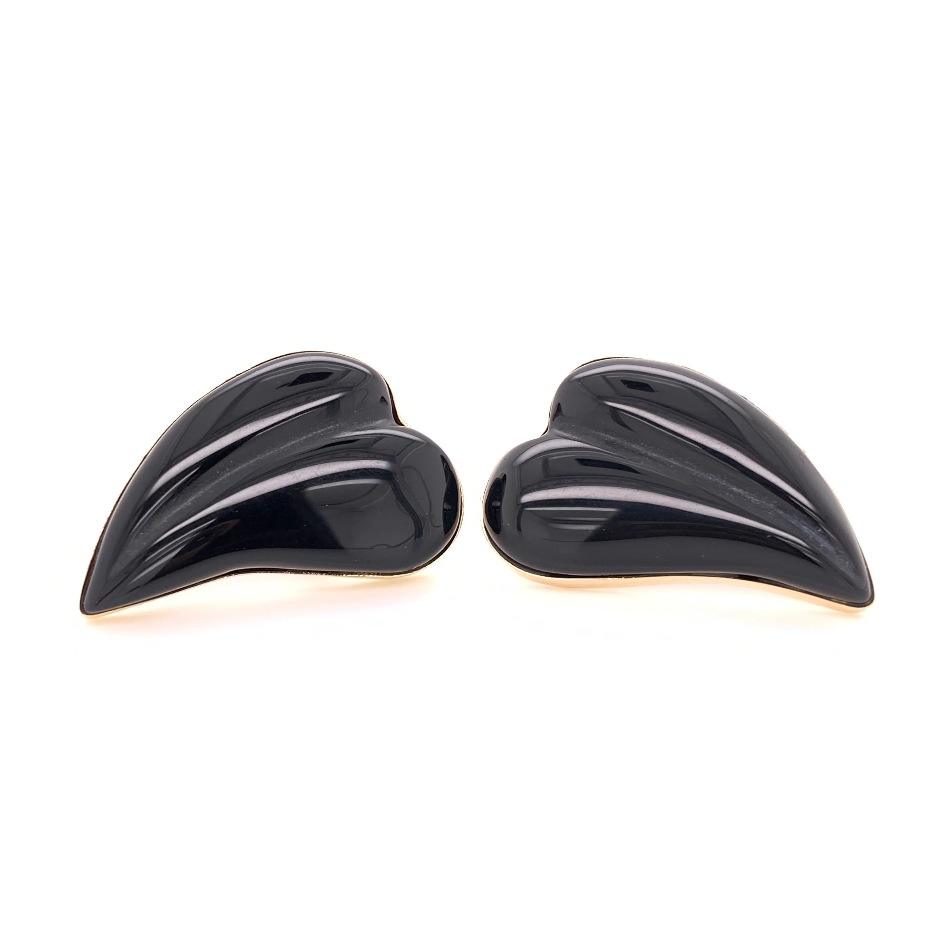 Tropical Leaves Onyx Statement Earrings 14k