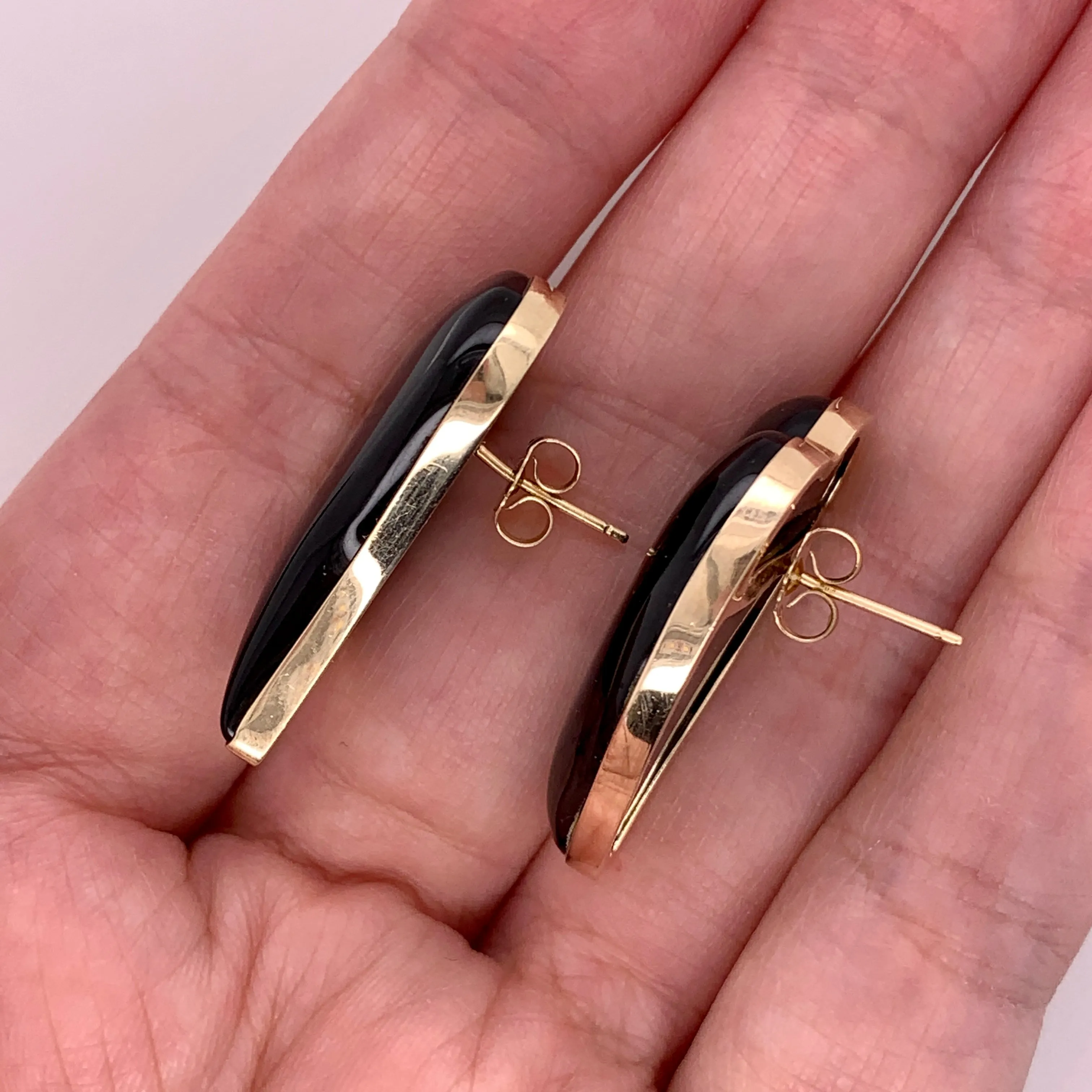 Tropical Leaves Onyx Statement Earrings 14k