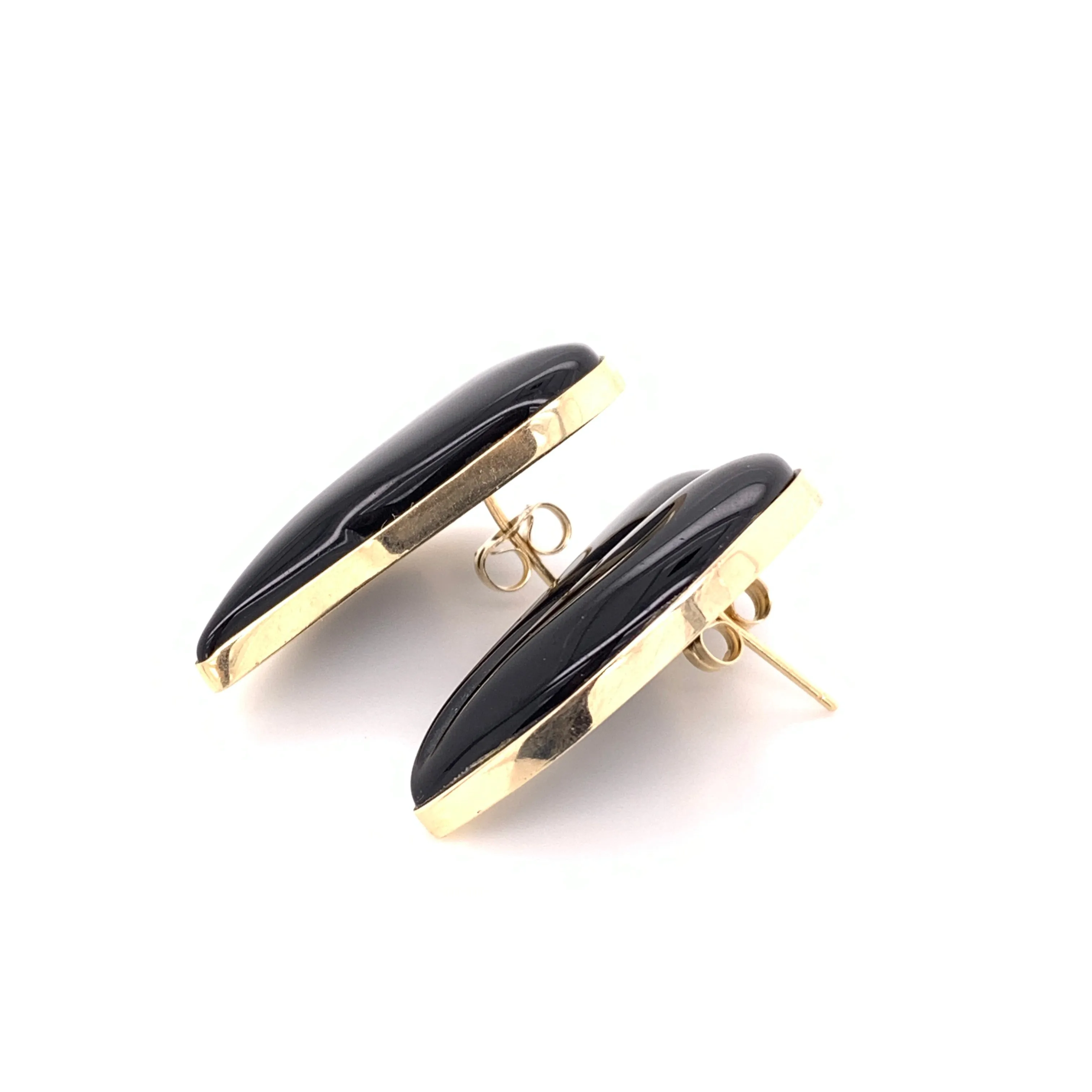 Tropical Leaves Onyx Statement Earrings 14k