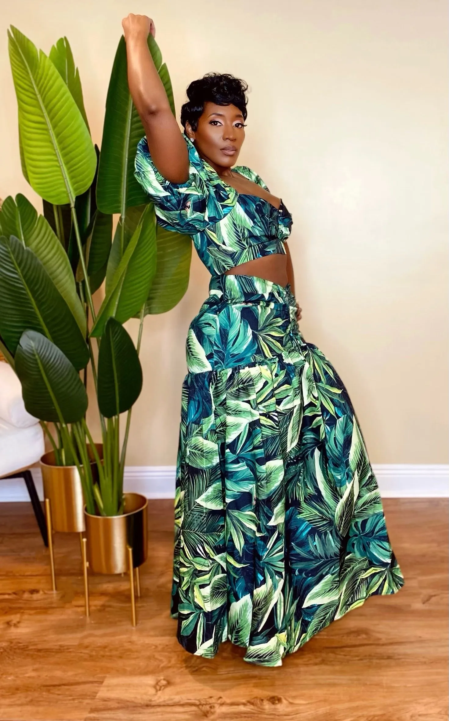 Tropical Palms Skirt Set