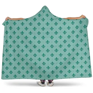 Turquoise Fleur De Lis Hooded Blanket