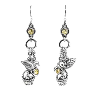 Twelve Days of Christmas Engraved Birthstone Earrings, 6th Day, Geese a Laying
